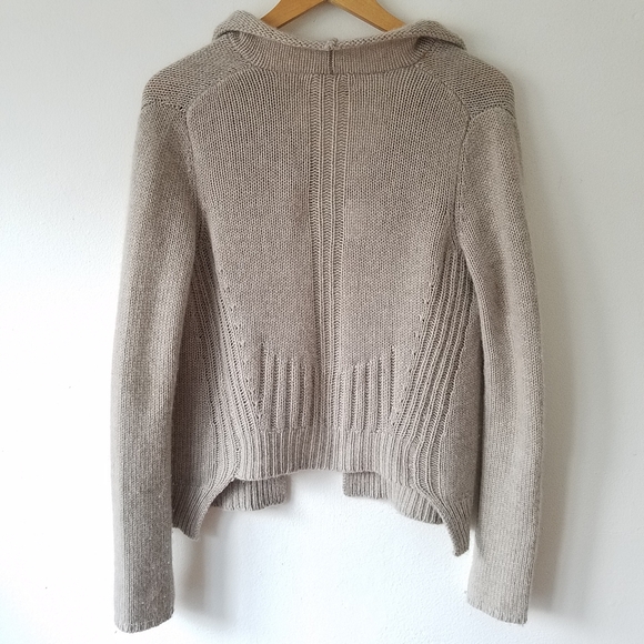 Inhabit 100% Cashmere Oatmeal Grey Open Front Long Sleeve Cardigan Sweater - Picture 2 of 11